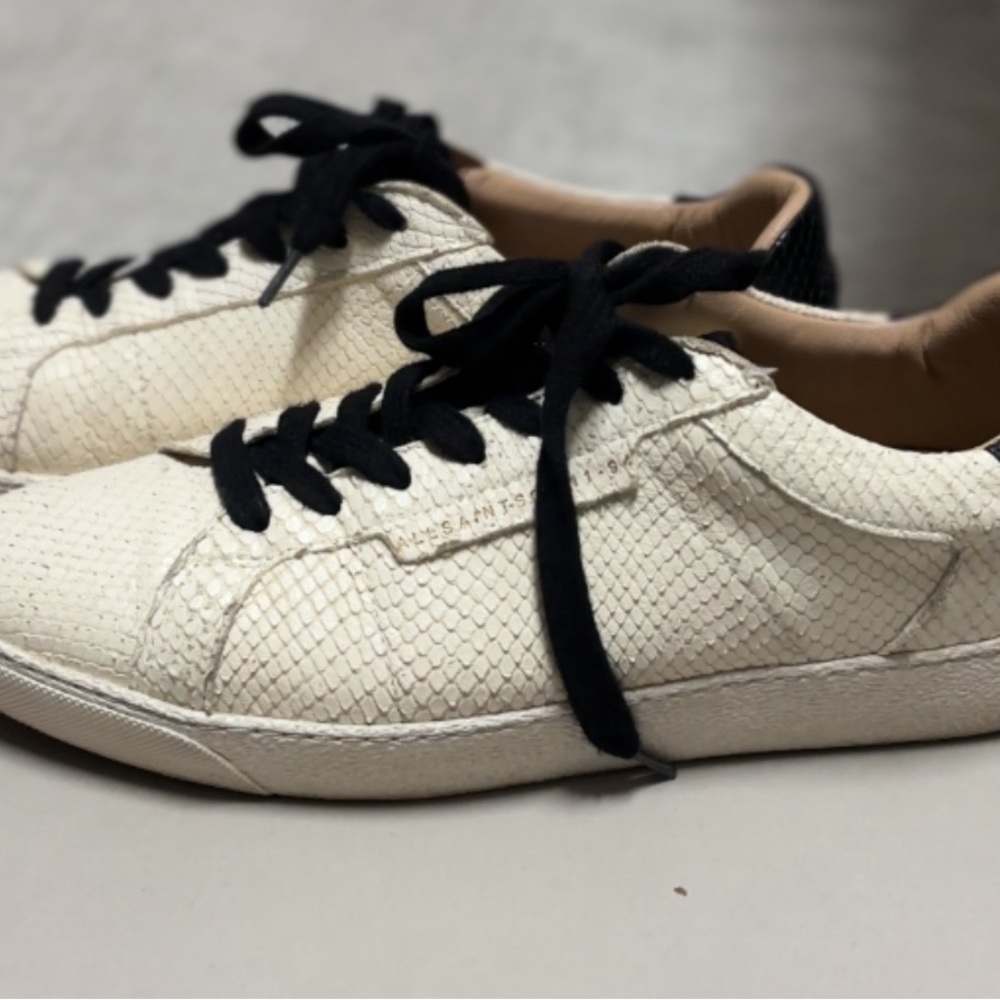 All Saints Leather Snakeskin Sneakers